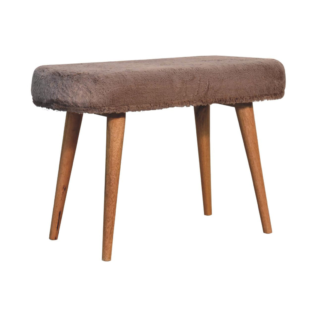 Mocha Faux Fur Fabric Bench - Element & Elm