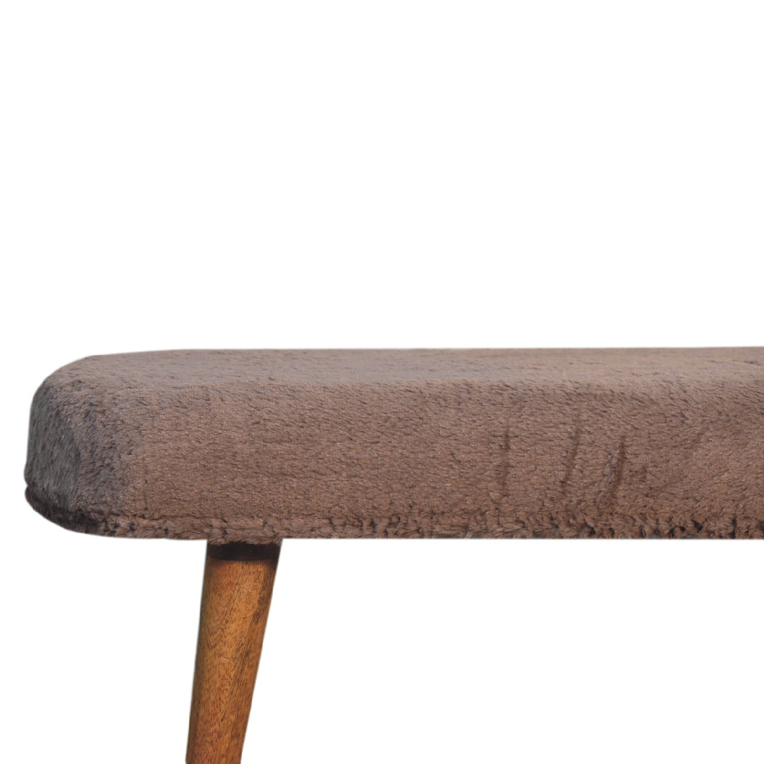 Mocha Faux Fur Fabric Bench - Element & Elm