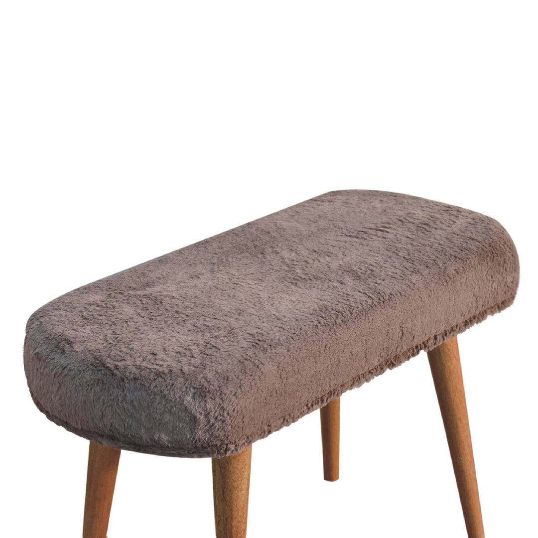 Mocha Faux Fur Fabric Bench - Element & Elm