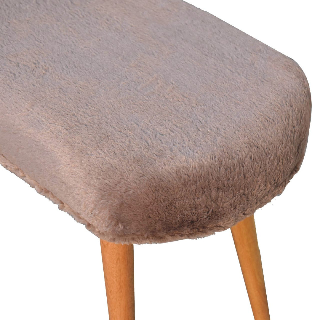 Mocha Faux Fur Fabric Bench - Element & Elm