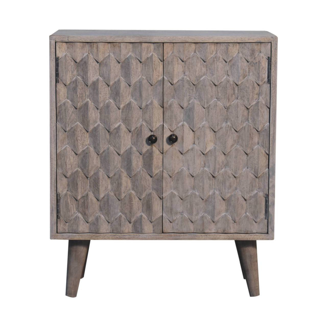 Mini Pineapple Carved Stone Finish Cabinet - Element & Elm