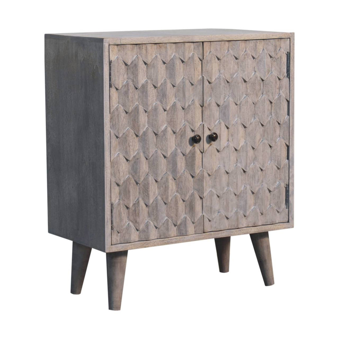 Mini Pineapple Carved Stone Finish Cabinet - Element & Elm