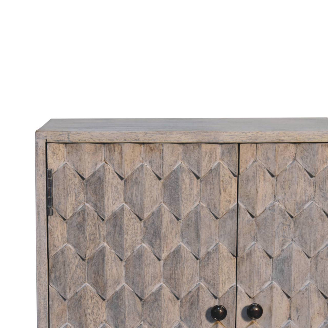 Mini Pineapple Carved Stone Finish Cabinet - Element & Elm