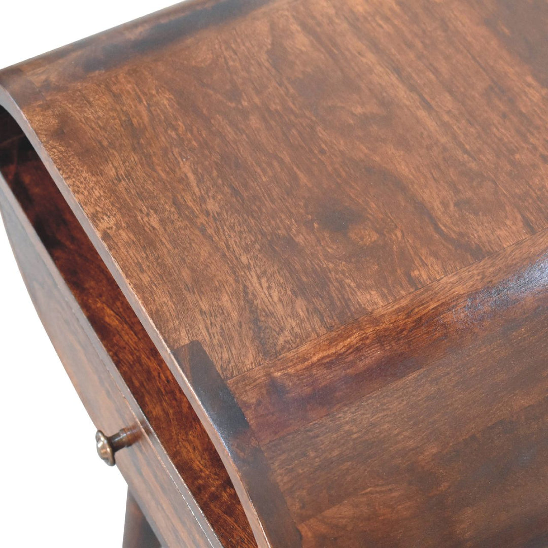 Light Walnut Circular Nightstand with Open Slot - Element & Elm