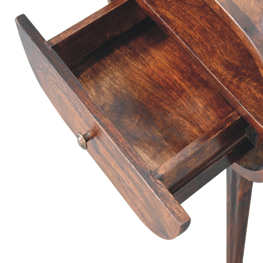 Light Walnut Circular Nightstand with Open Slot - Element & Elm