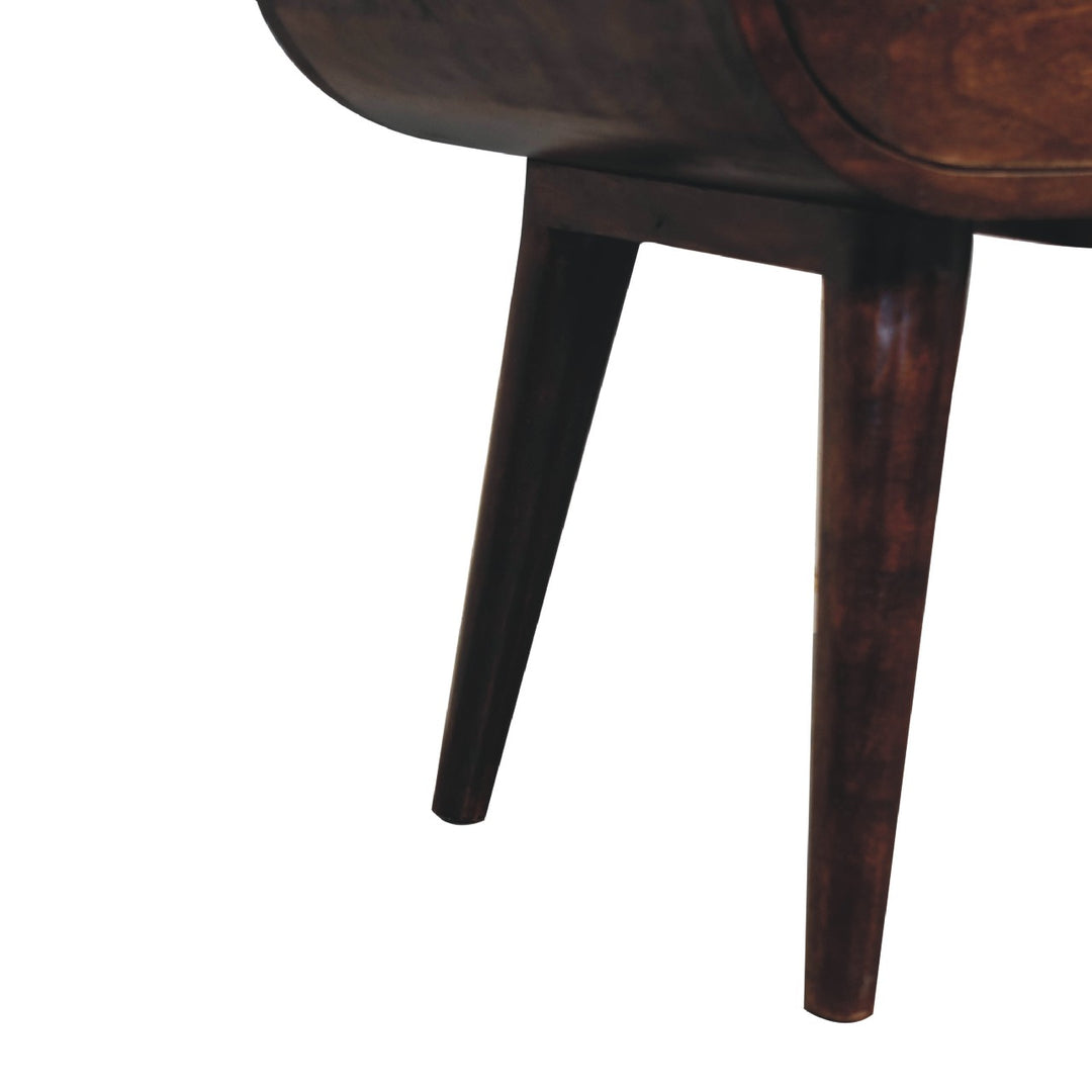 Light Walnut Circular Nightstand with Open Slot - Element & Elm