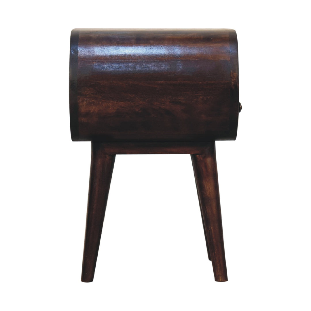 Light Walnut Circular Nightstand with Open Slot - Element & Elm