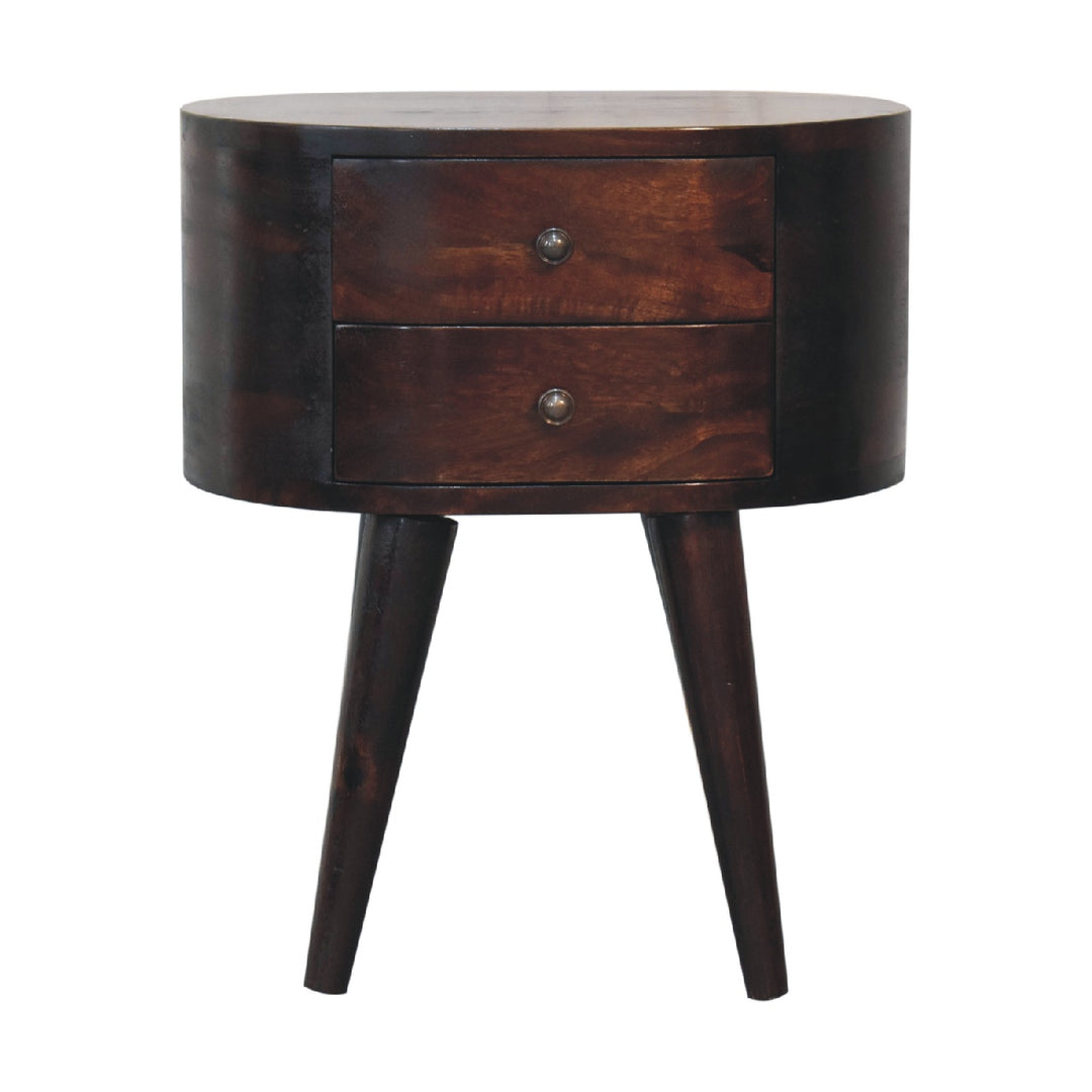 Light Walnut Rounded Nightstand Table - Element & Elm