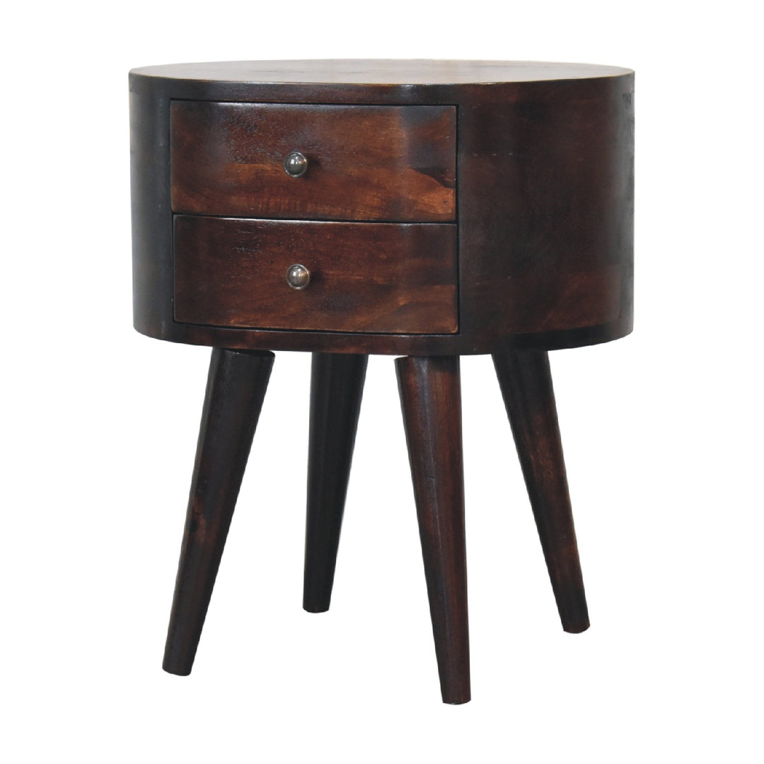 Light Walnut Rounded Nightstand Table - Element & Elm