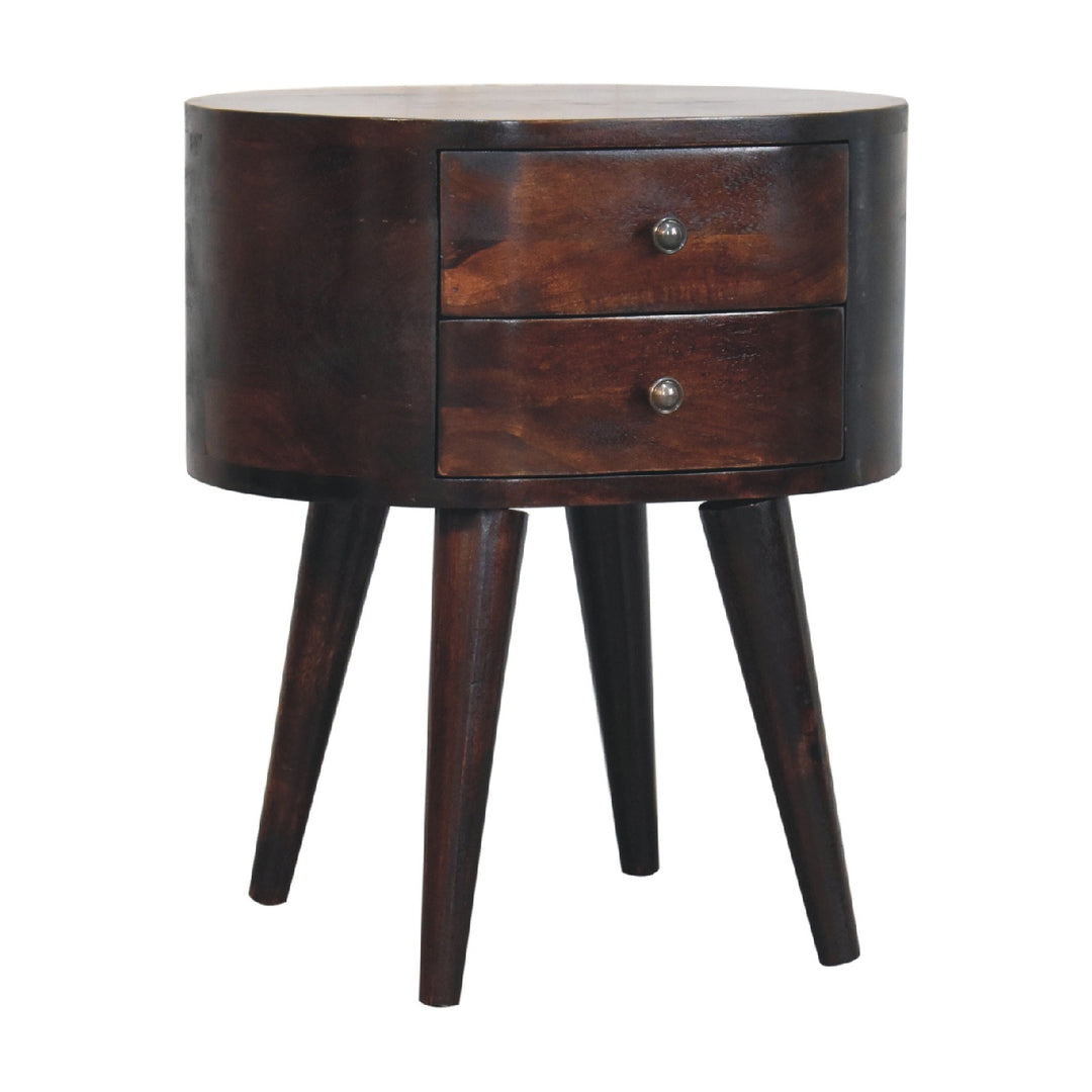 Light Walnut Rounded Nightstand Table - Element & Elm