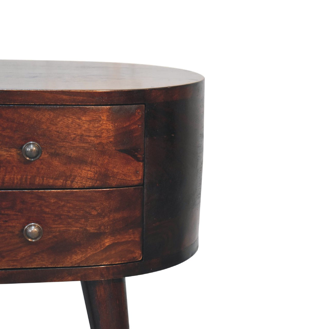 Light Walnut Rounded Nightstand Table - Element & Elm