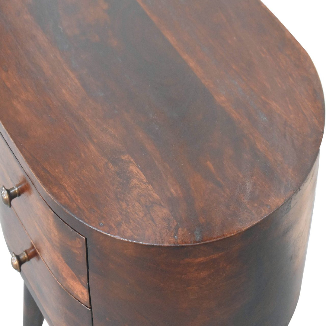 Light Walnut Rounded Nightstand Table - Element & Elm