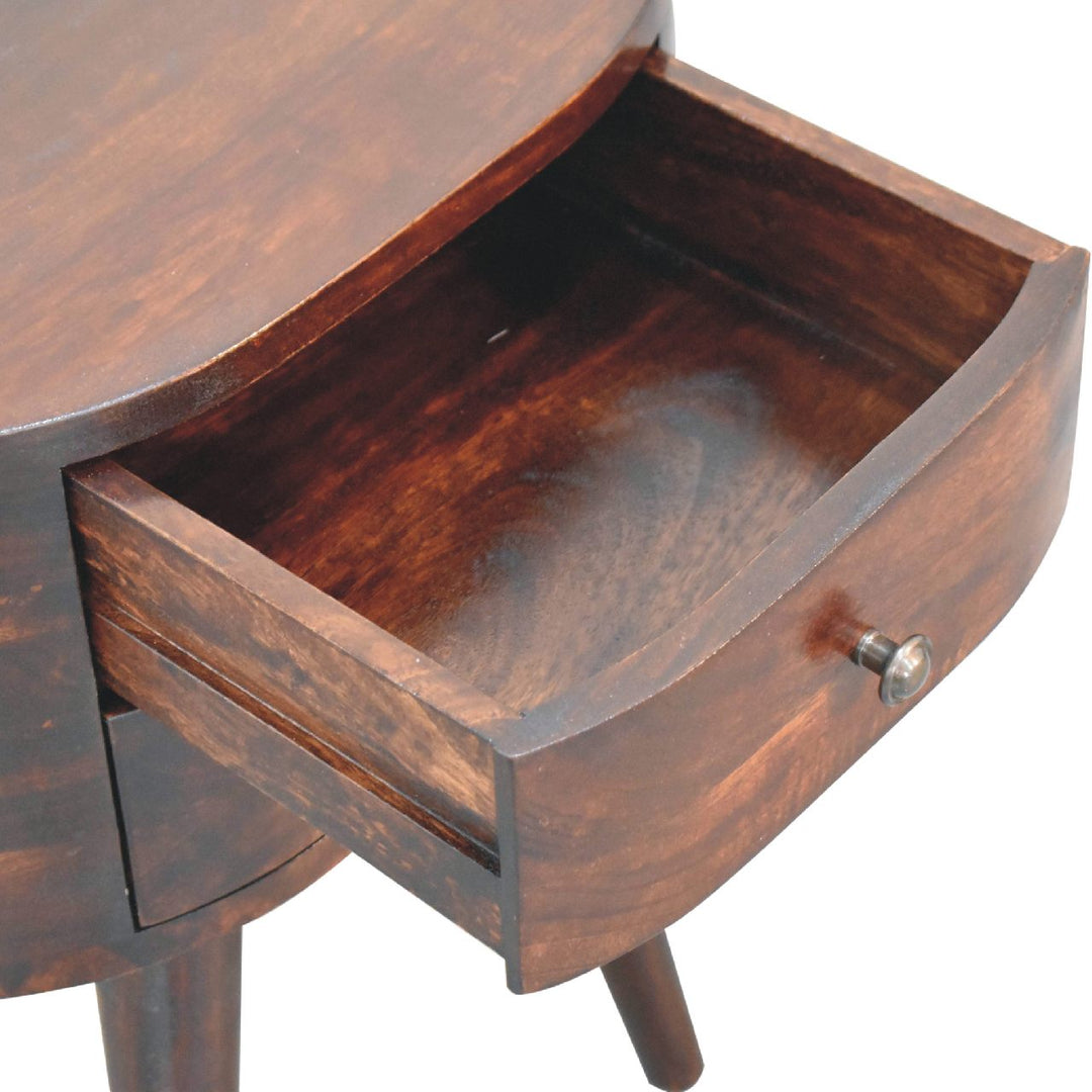 Light Walnut Rounded Nightstand Table - Element & Elm