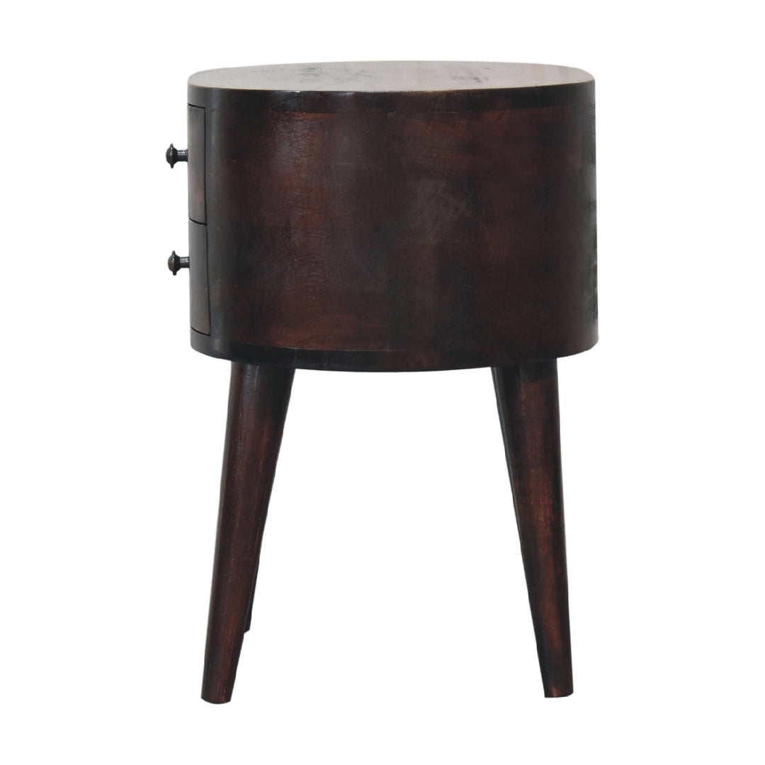 Light Walnut Rounded Nightstand Table - Element & Elm