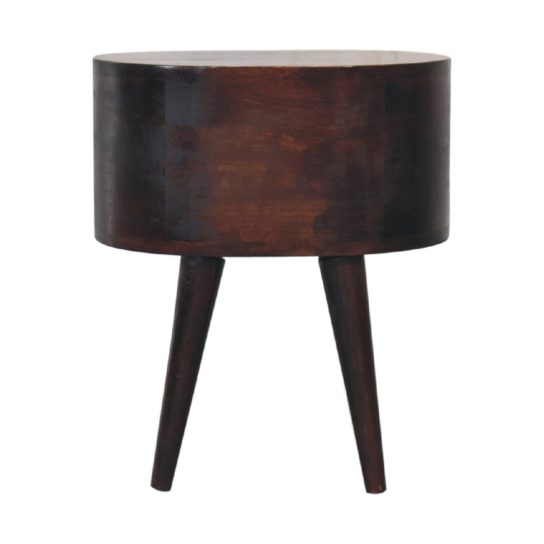 Light Walnut Rounded Nightstand Table - Element & Elm