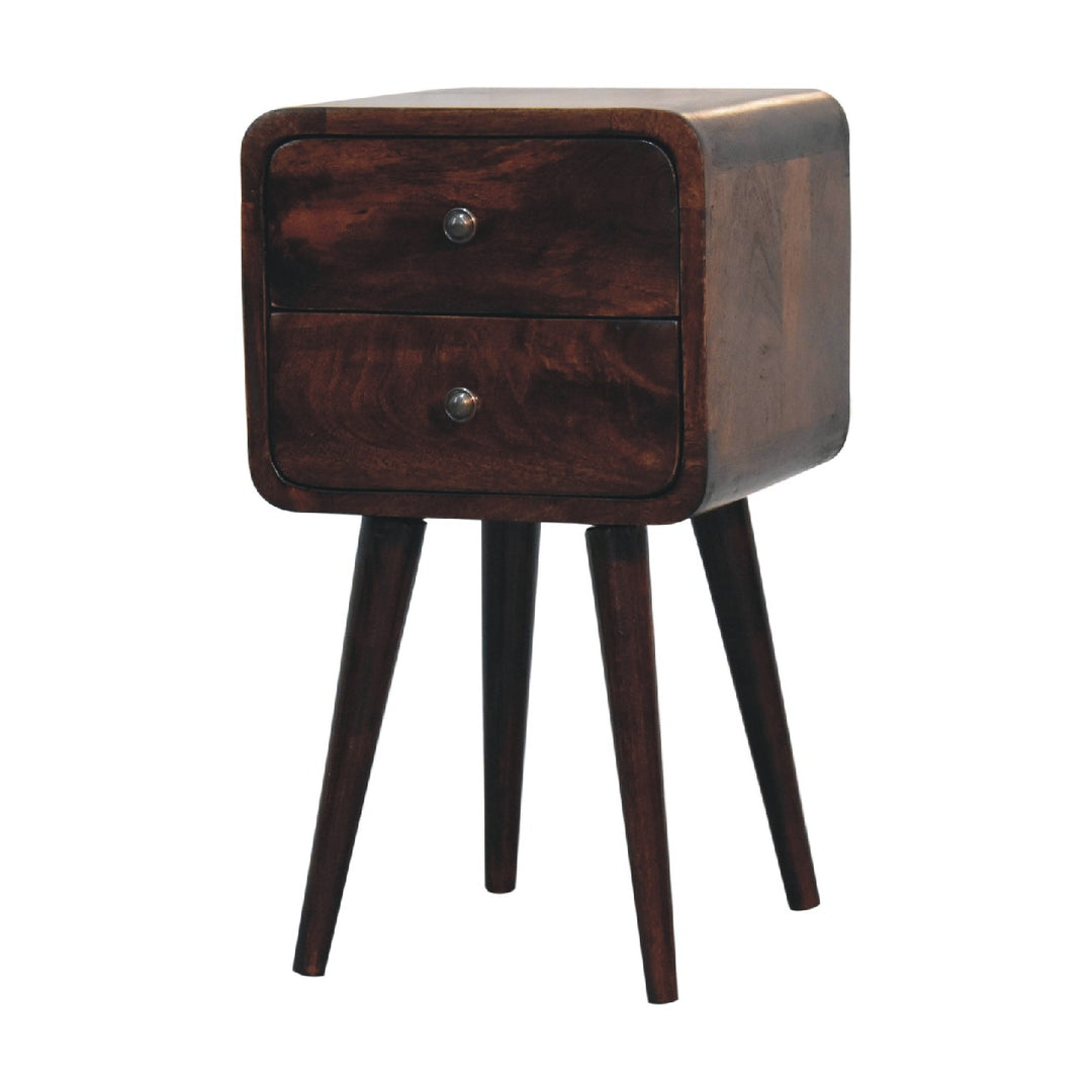 Mini Light Walnut Curved Nightstand - Element & Elm