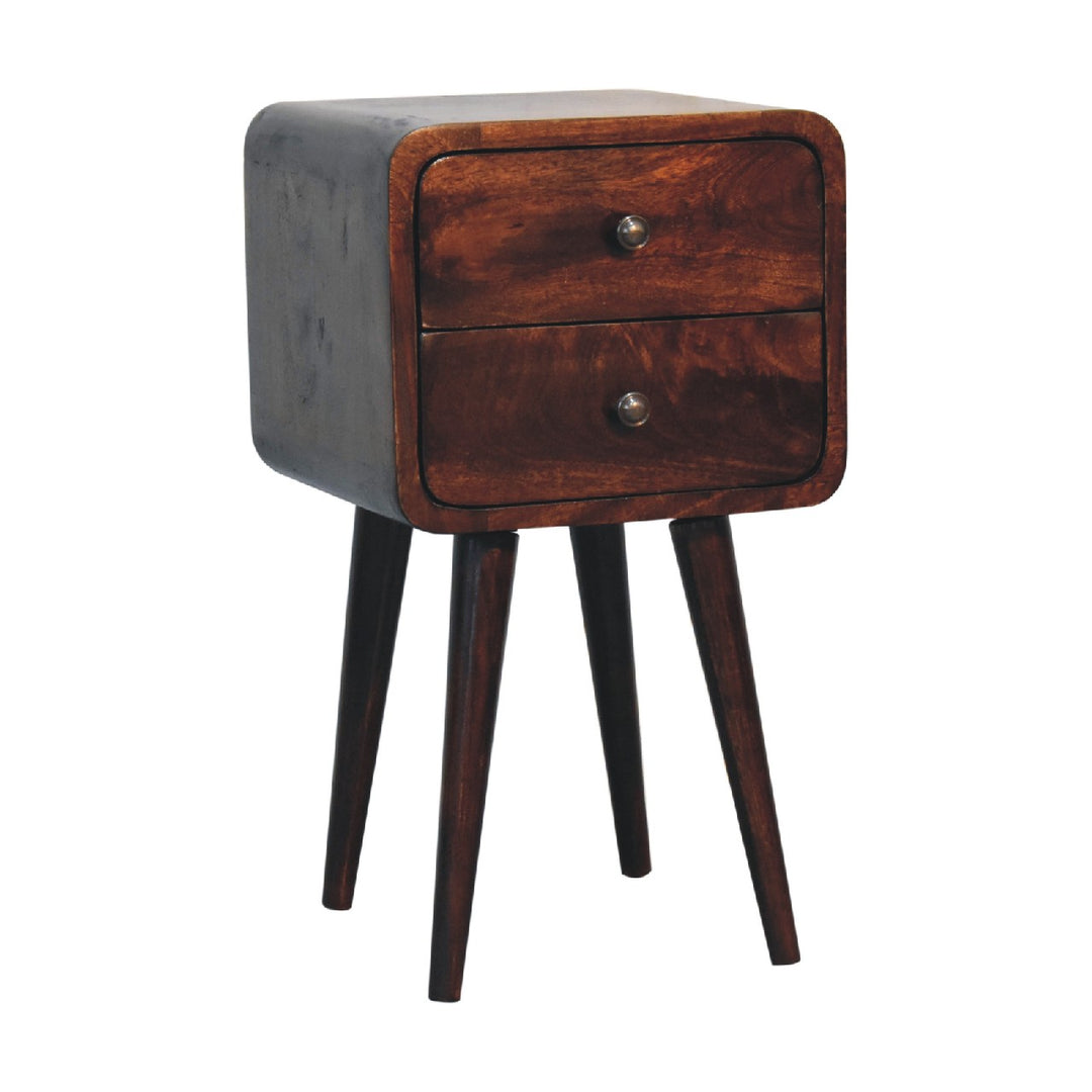 Mini Light Walnut Curved Nightstand - Element & Elm