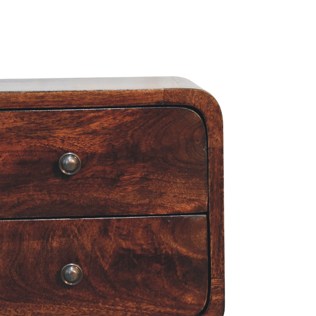 Mini Light Walnut Curved Nightstand - Element & Elm