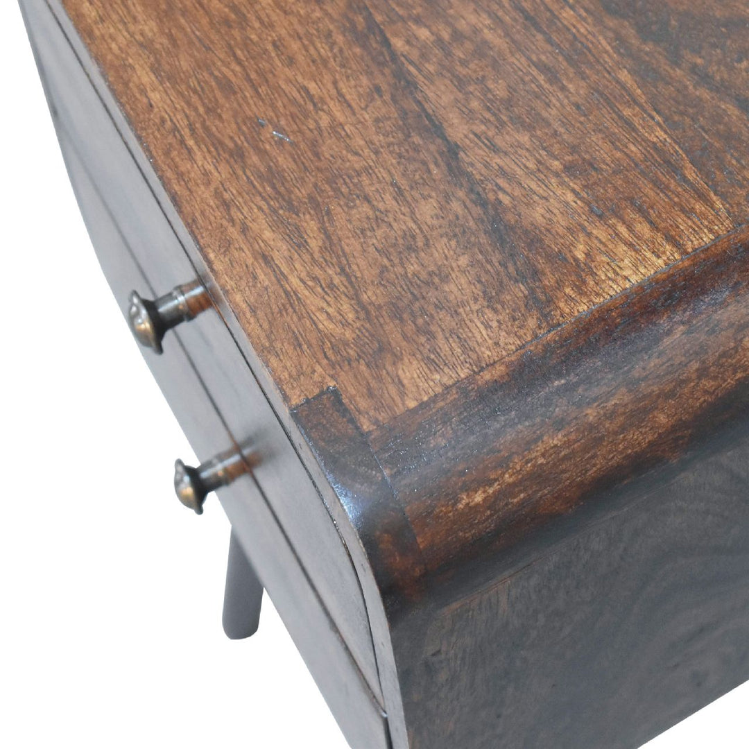 Mini Light Walnut Curved Nightstand - Element & Elm