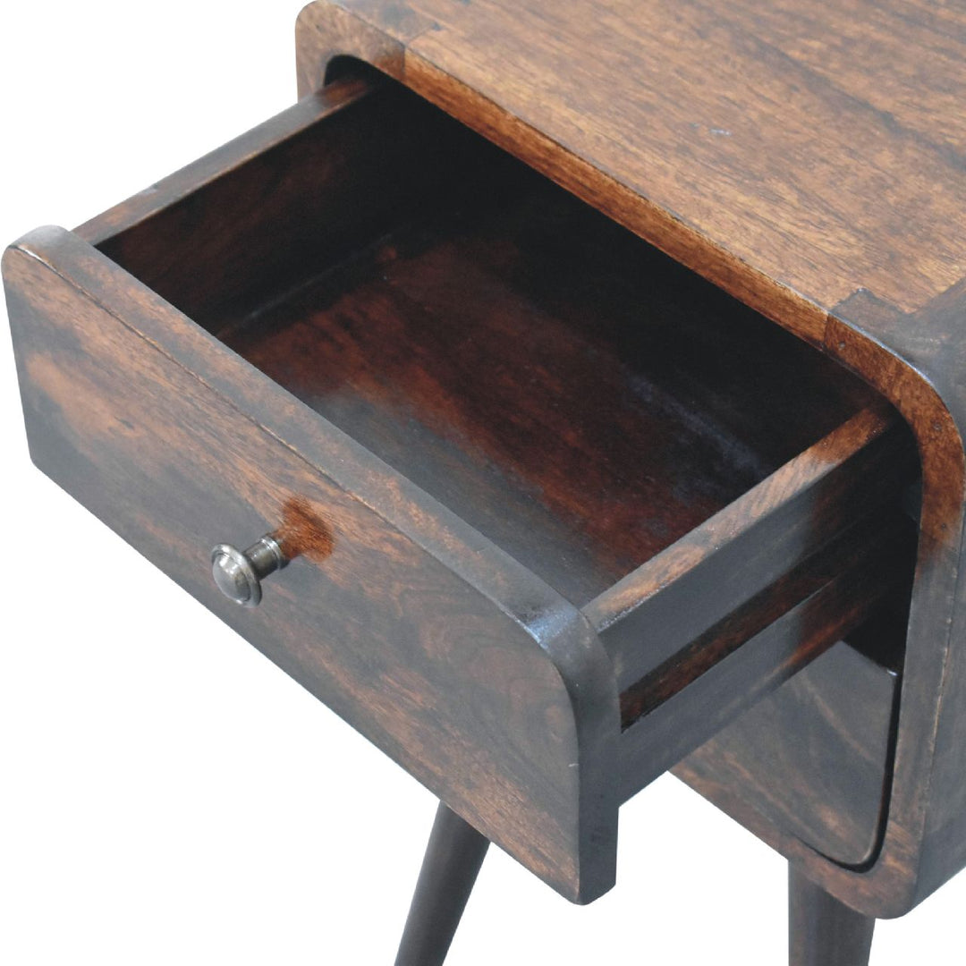 Mini Light Walnut Curved Nightstand - Element & Elm