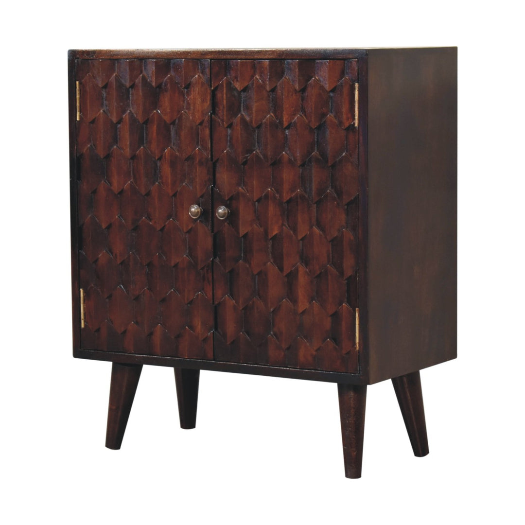 Mini Pineapple Carved Light Walnut Cabinet - Element & Elm