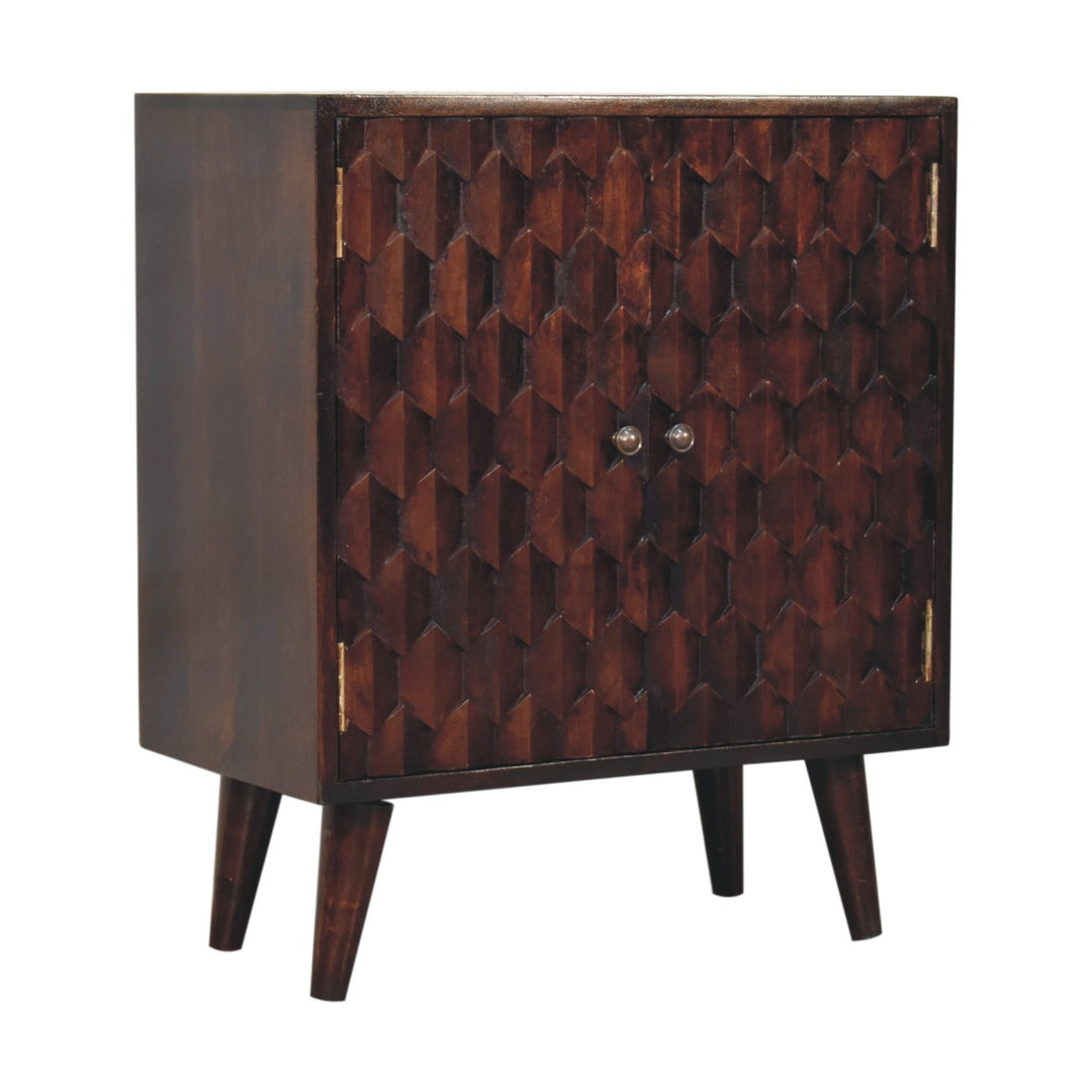 Mini Pineapple Carved Light Walnut Cabinet - Element & Elm