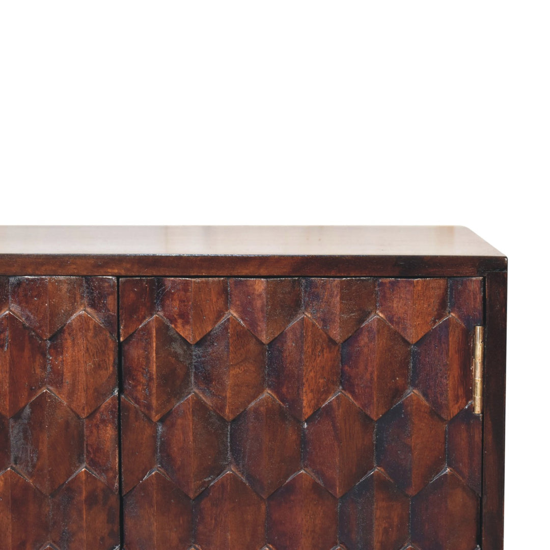 Mini Pineapple Carved Light Walnut Cabinet - Element & Elm