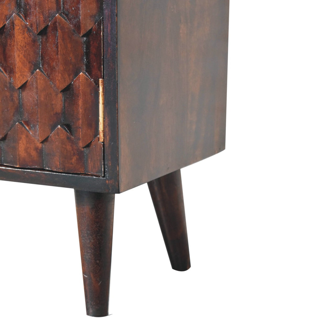 Mini Pineapple Carved Light Walnut Cabinet - Element & Elm