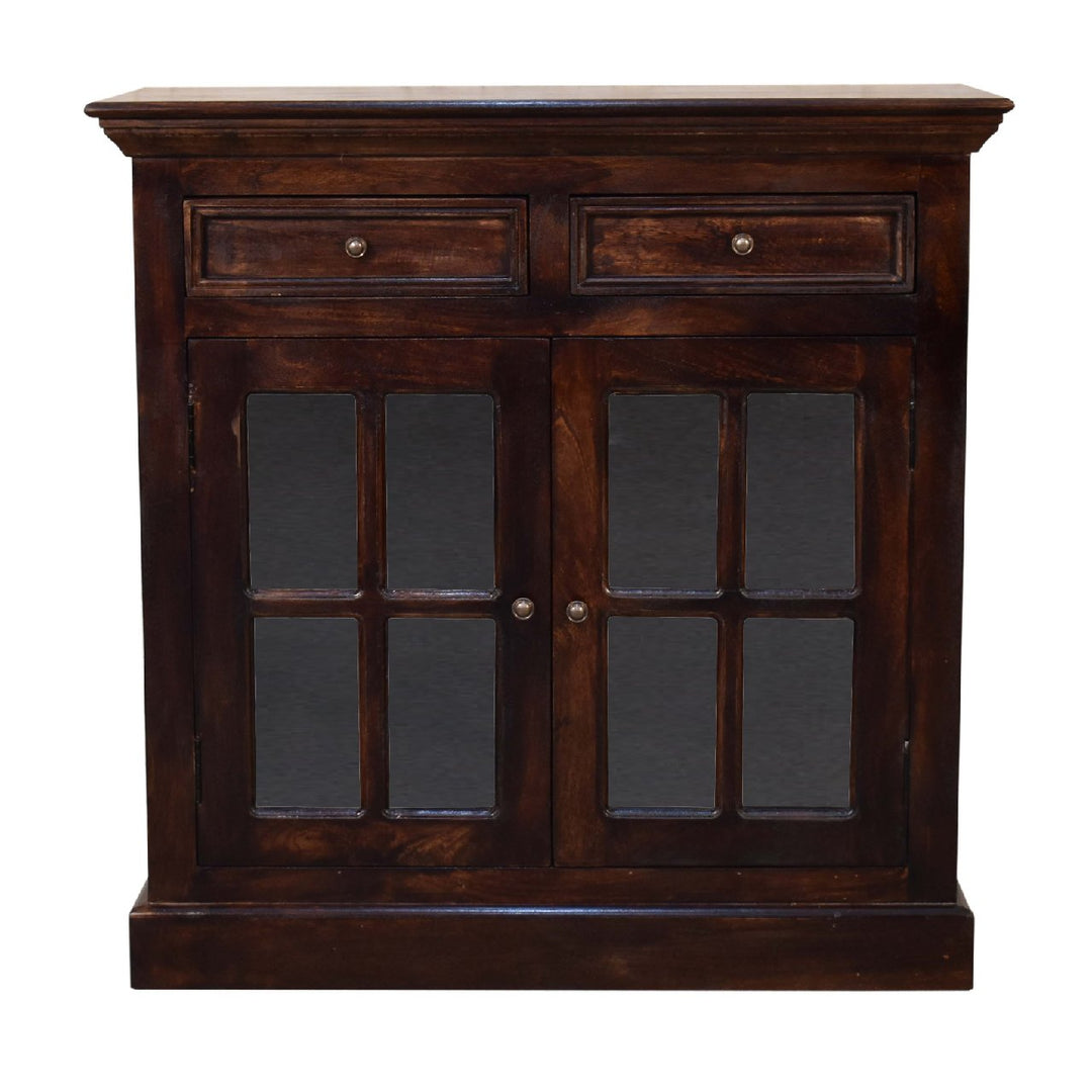 Light Walnut Cabinet with Glazed Doors