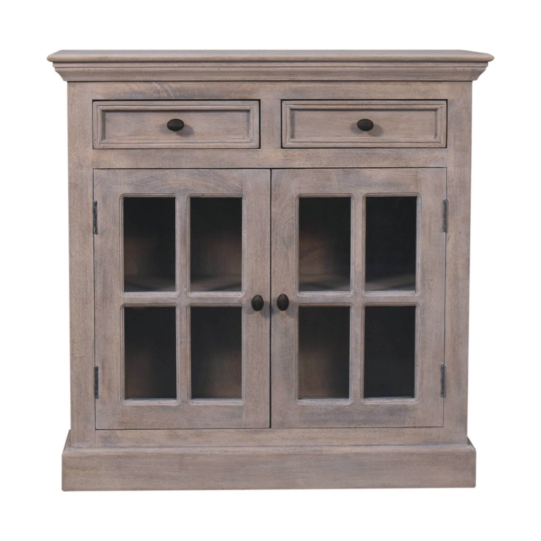 Stone Finish Cabinet with Glazed Doors - Element & Elm