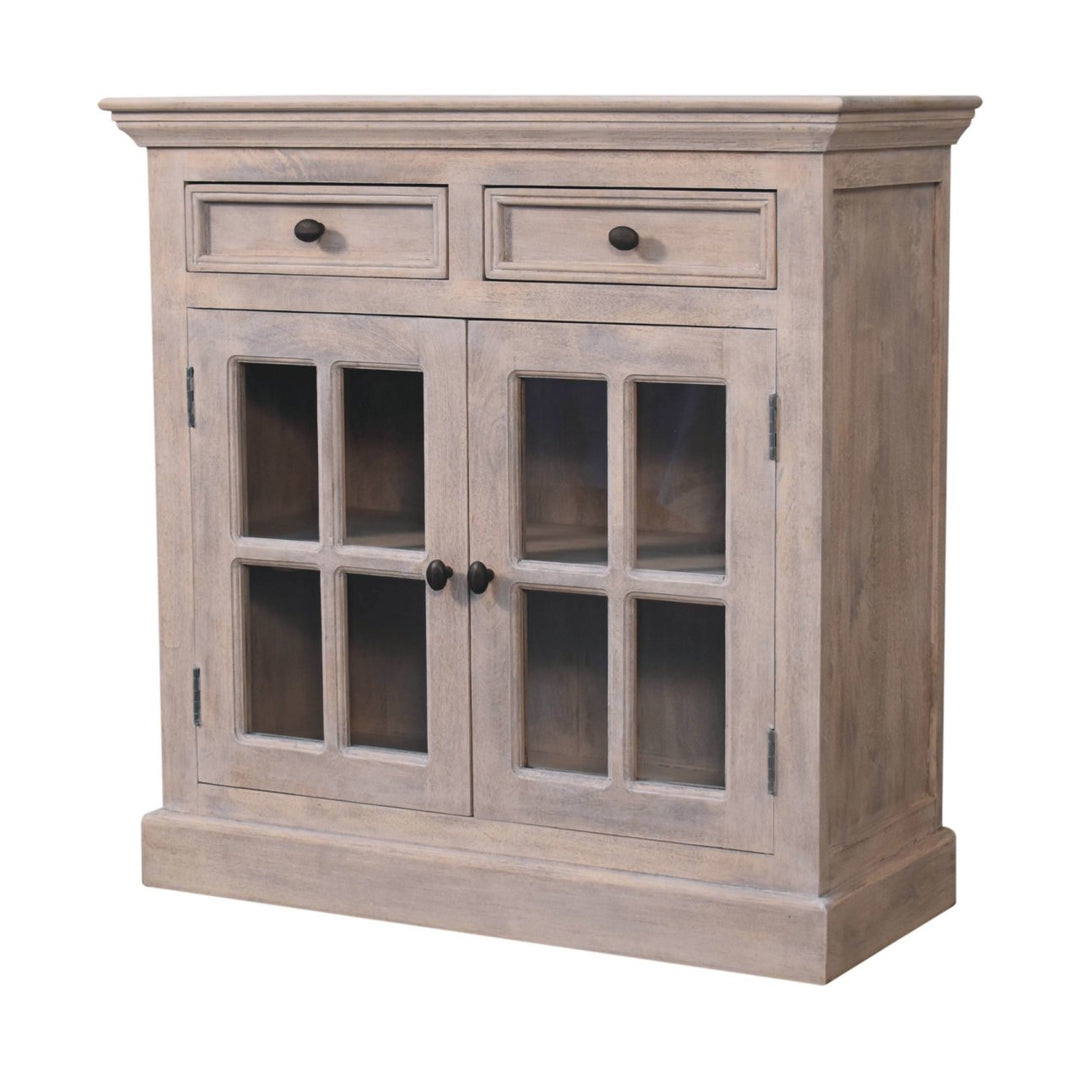 Stone Finish Cabinet with Glazed Doors - Element & Elm