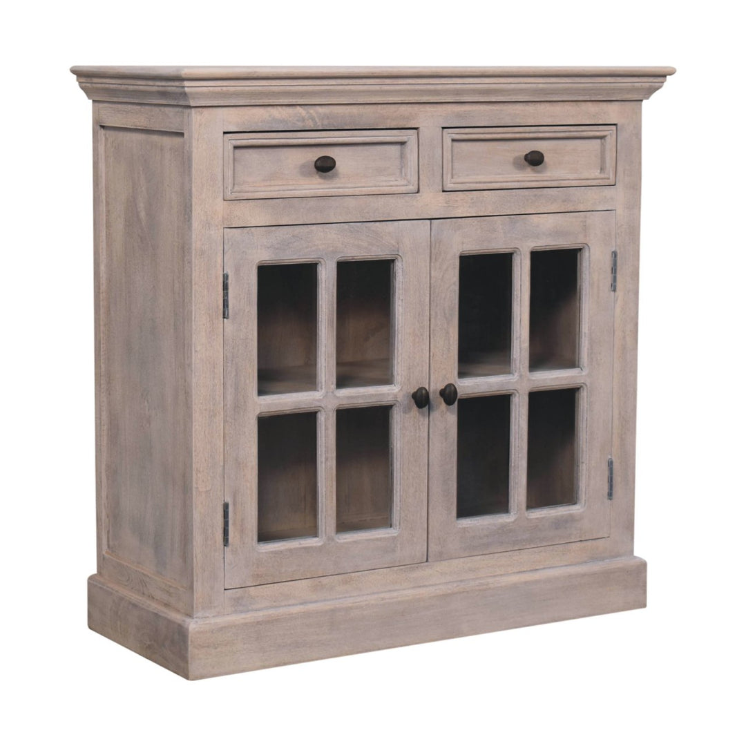 Stone Finish Cabinet with Glazed Doors - Element & Elm