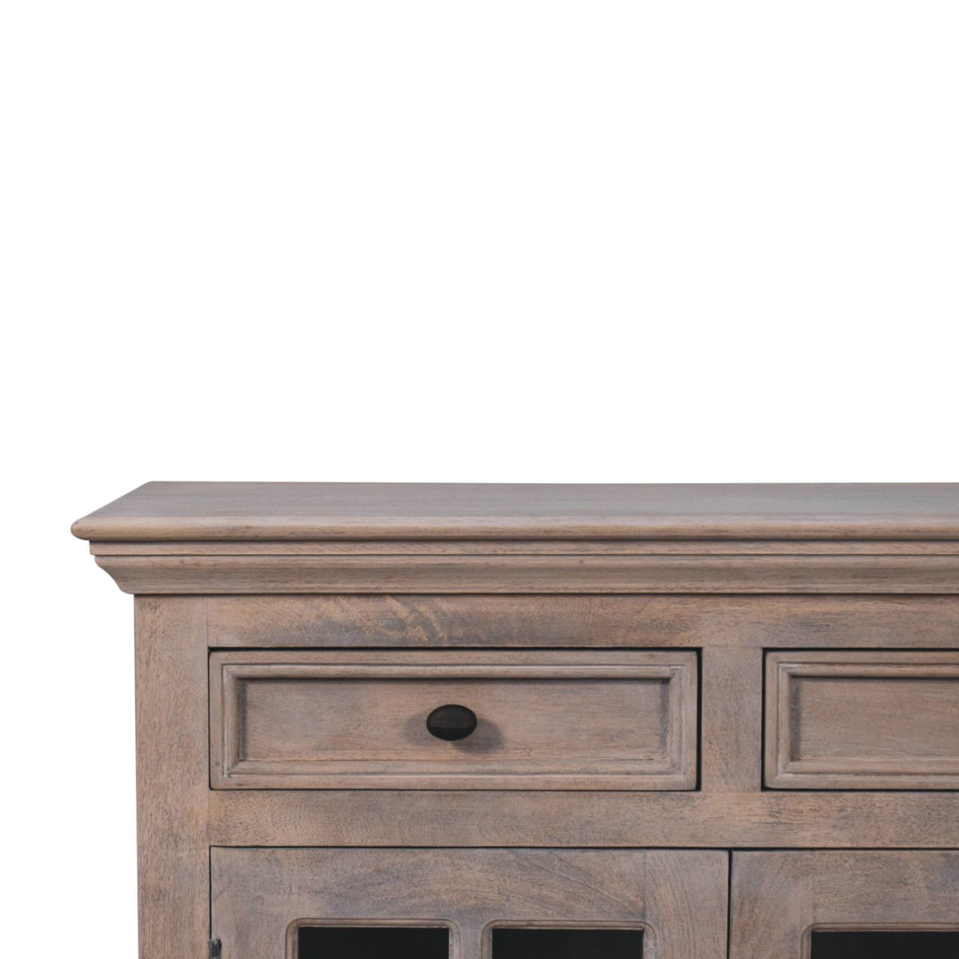 Stone Finish Cabinet with Glazed Doors - Element & Elm