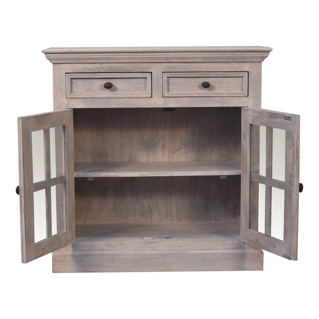 Stone Finish Cabinet with Glazed Doors - Element & Elm