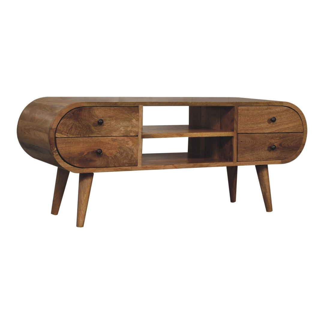 Oak-ish Circular Media Unit with 2 Open Slots - Element & Elm