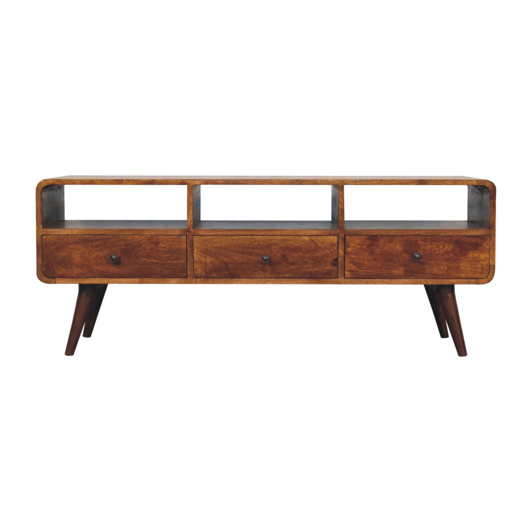 Trio Curved Chestnut Media Console - Element & Elm