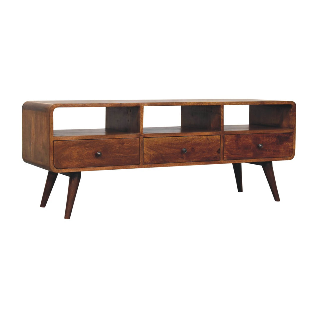 Trio Curved Chestnut Media Console - Element & Elm