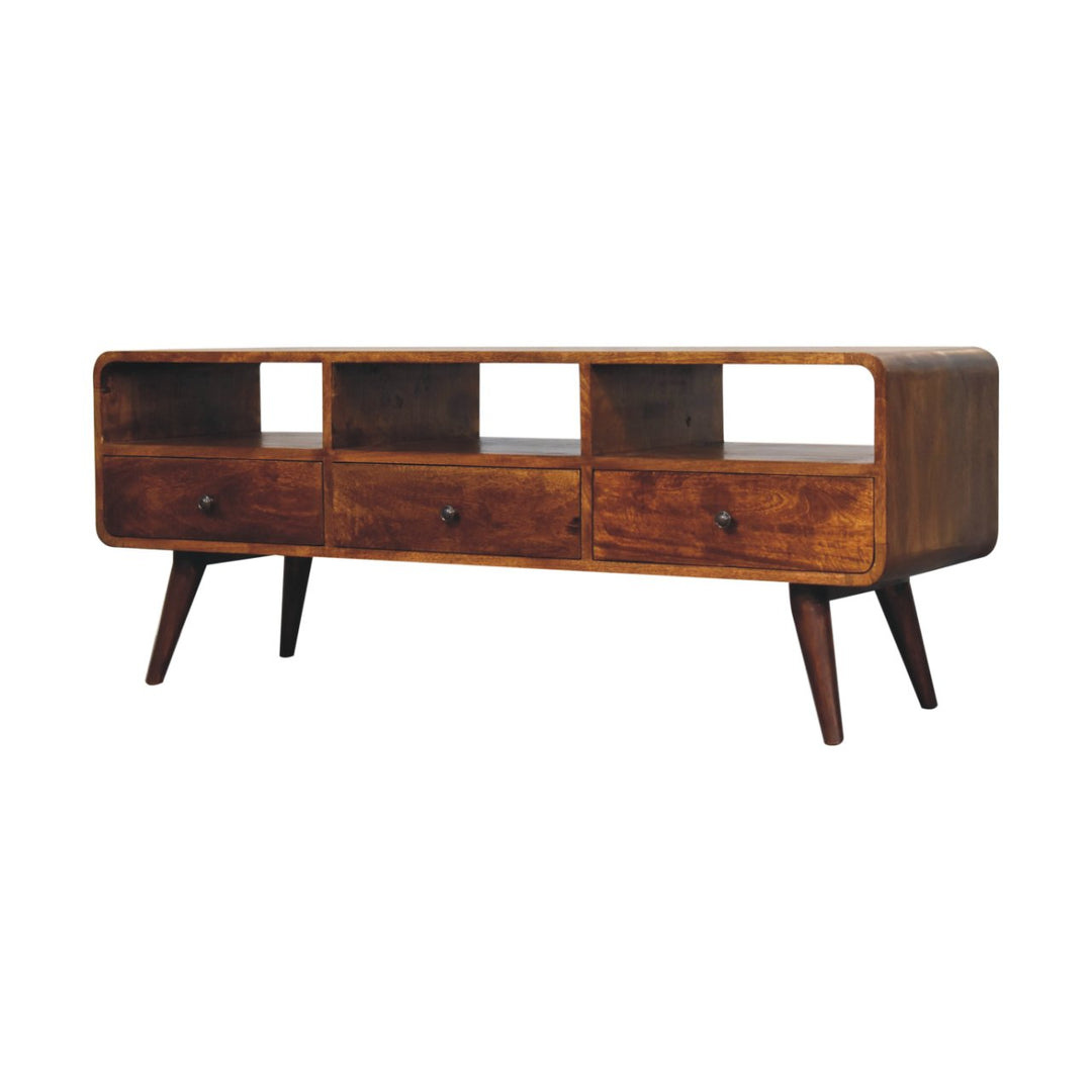 Trio Curved Chestnut Media Console - Element & Elm