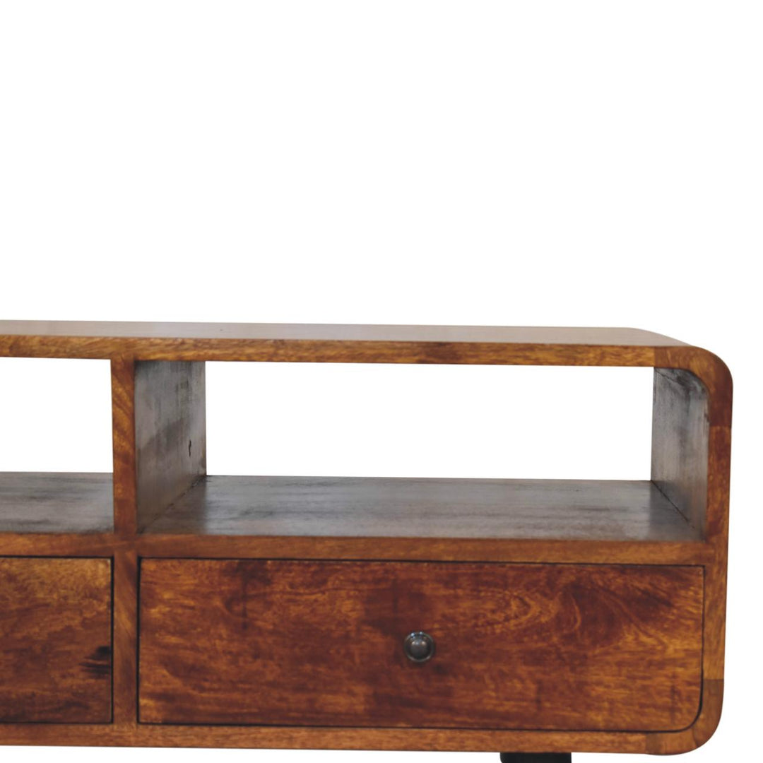 Trio Curved Chestnut Media Console - Element & Elm