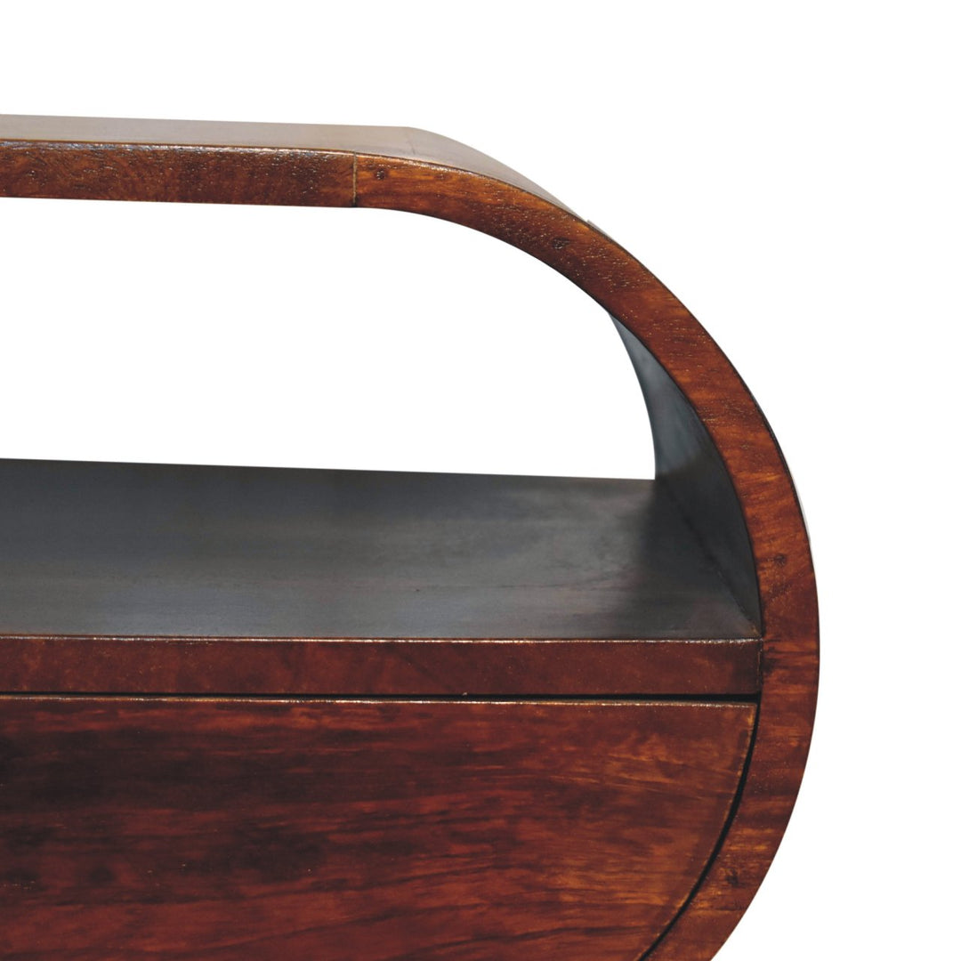 Large Chestnut Circular Open Bedside