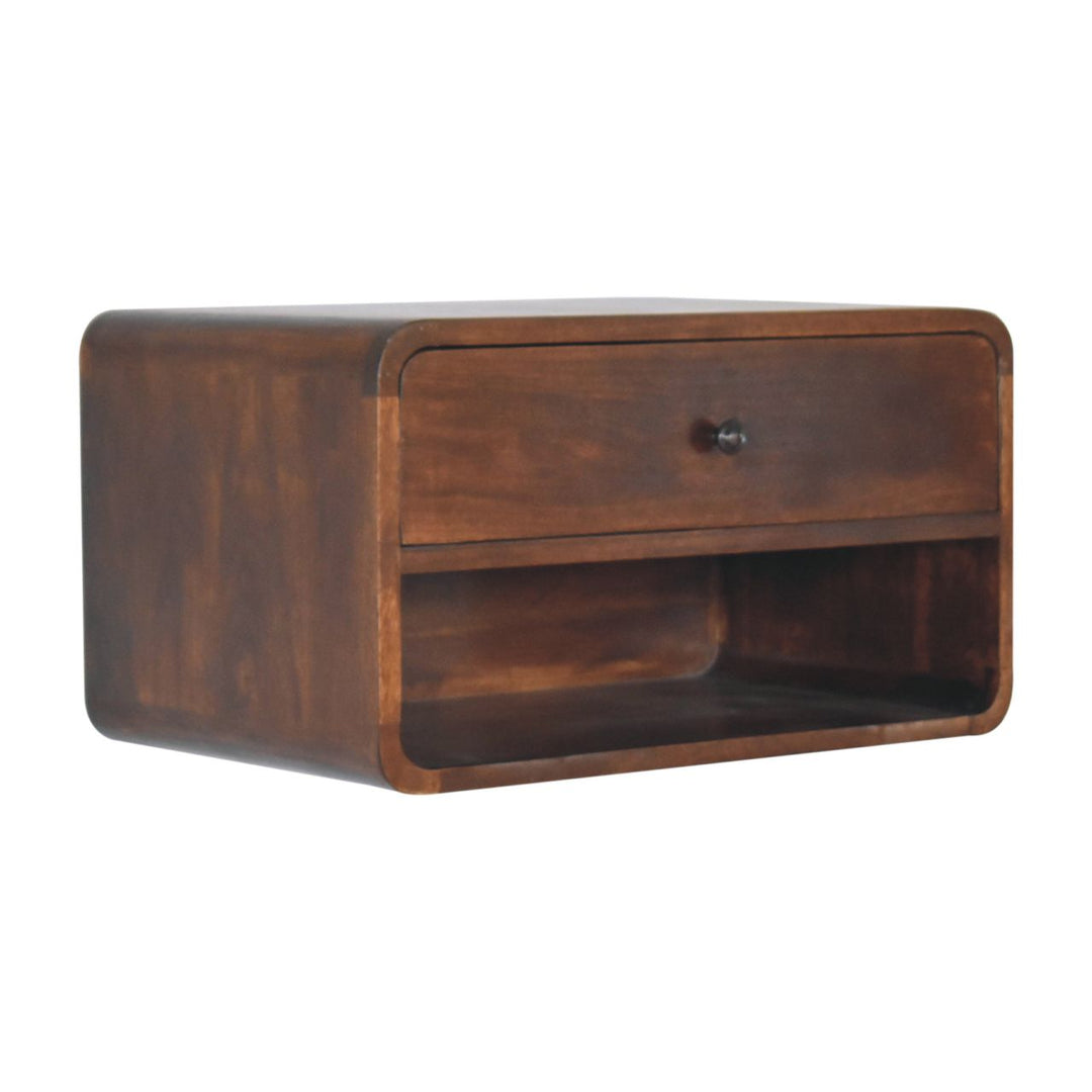 Large Chestnut Curve Floating Bedside