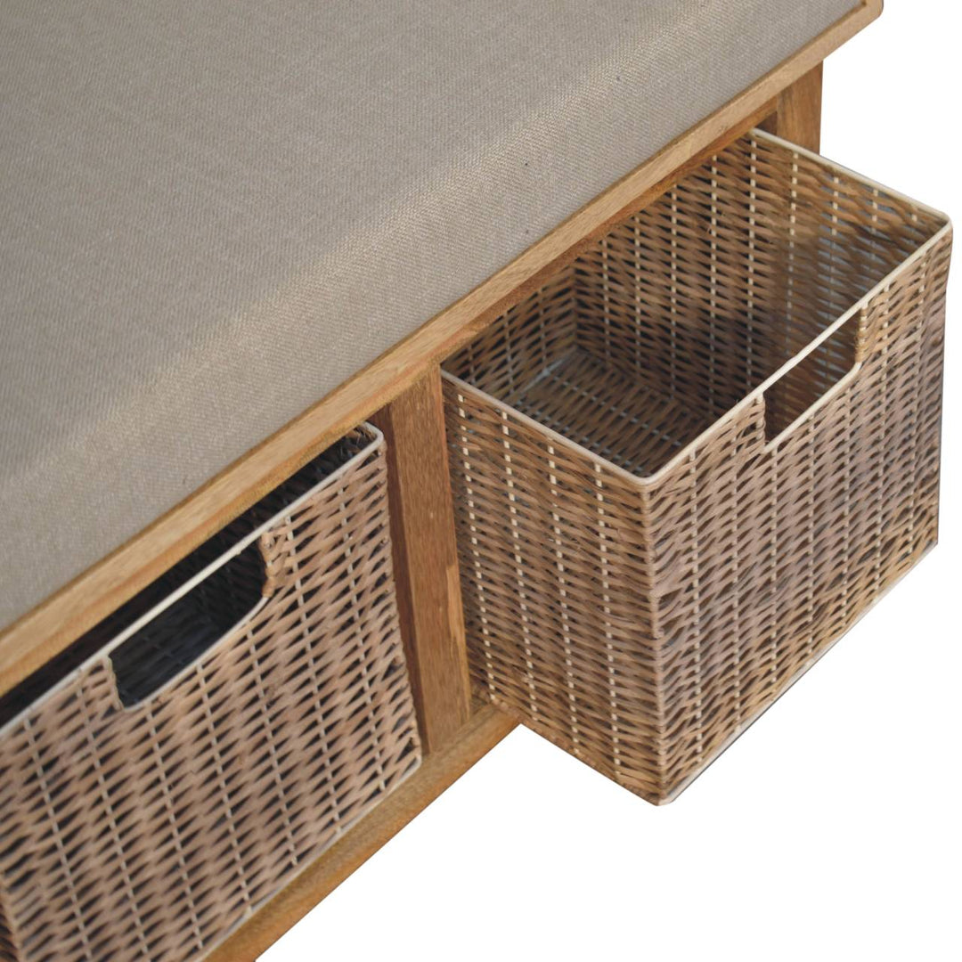 Rattan Basket Linen Bench