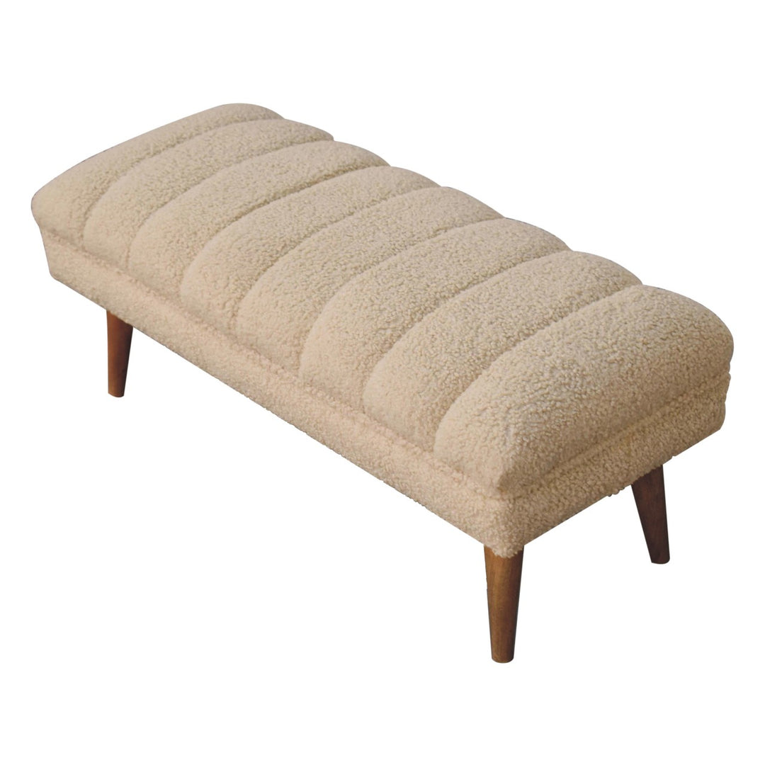 Cream Boucle Puffer Bench