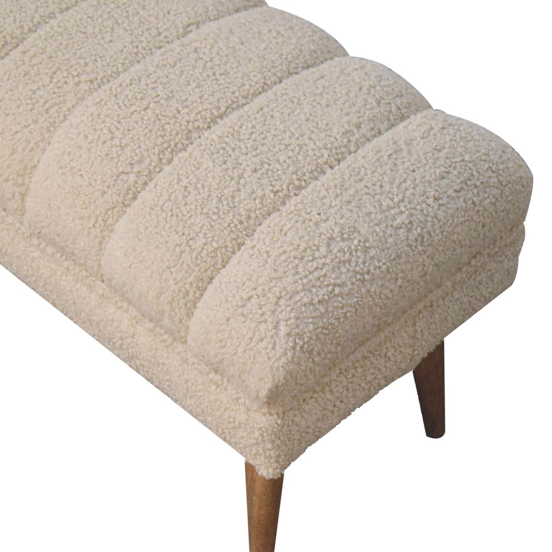 Cream Boucle Puffer Bench