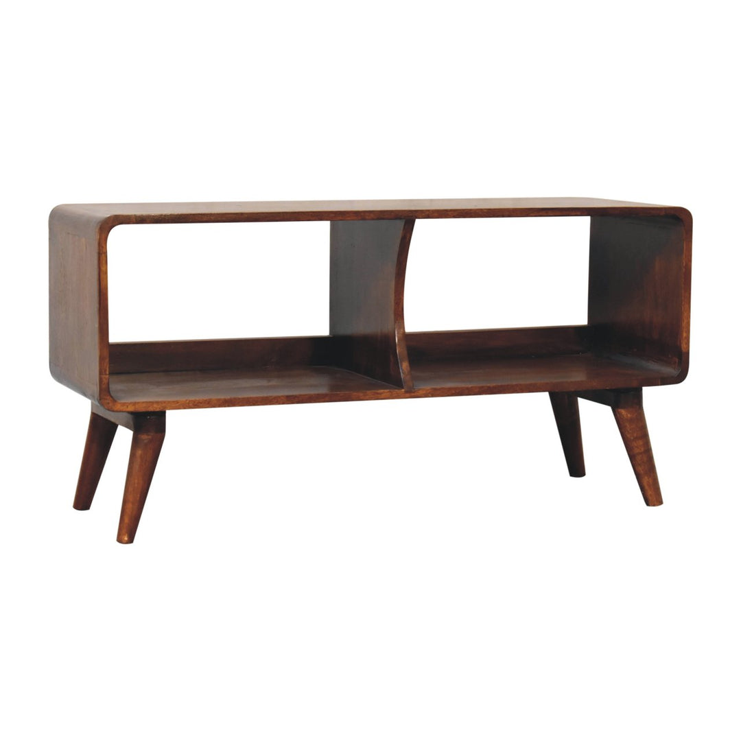 Curved Chestnut Double Slot Media Unit