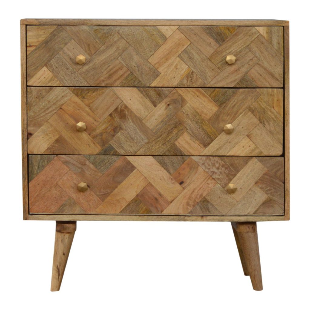 3 Drawer Zig-Zag Patterned Patchwork Chest - Element & Elm