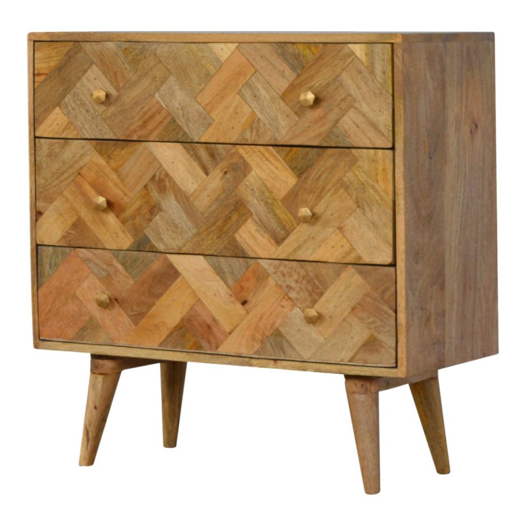 3 Drawer Zig-Zag Patterned Patchwork Chest - Element & Elm