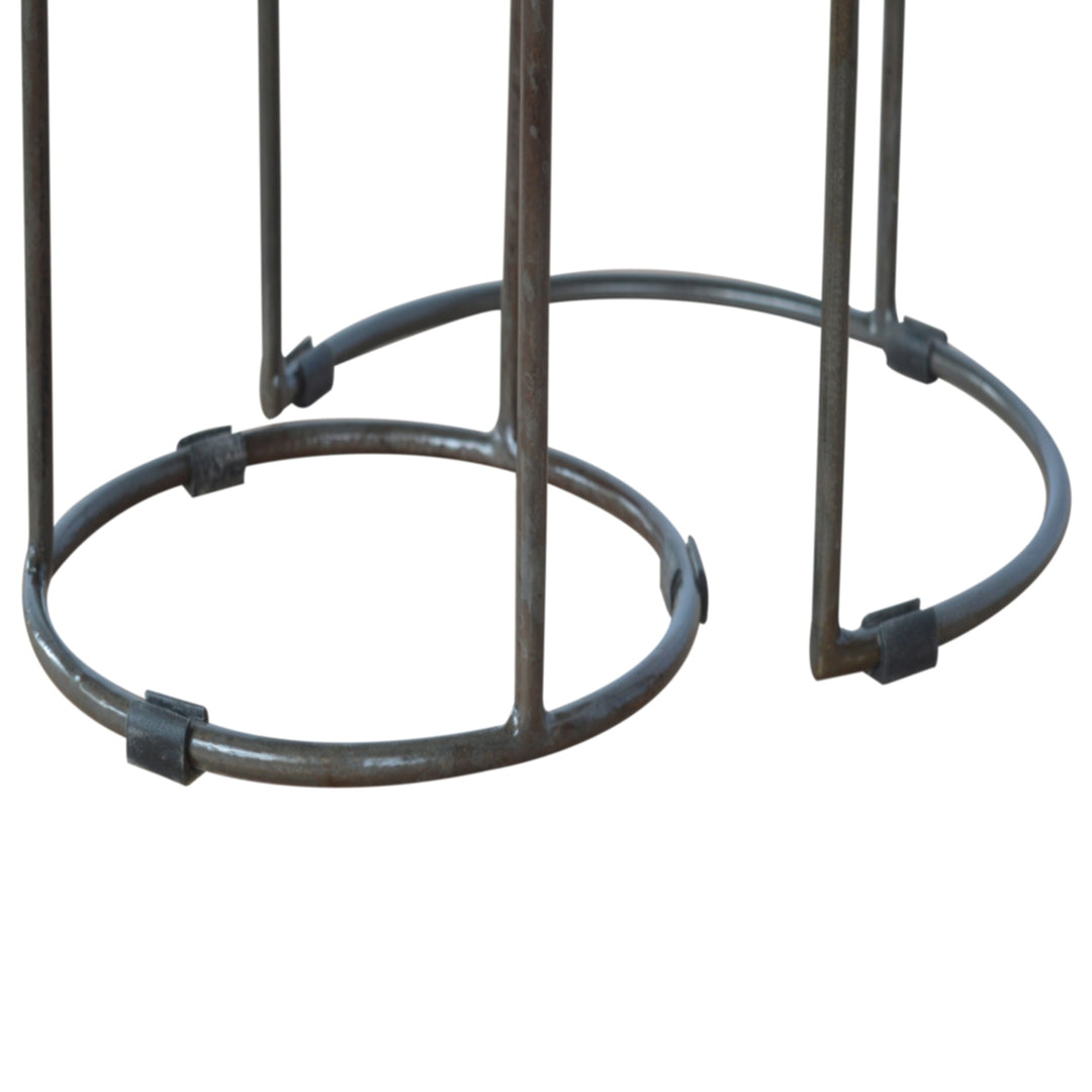 Round Stool Set of 2 with Iron Base - Element & Elm