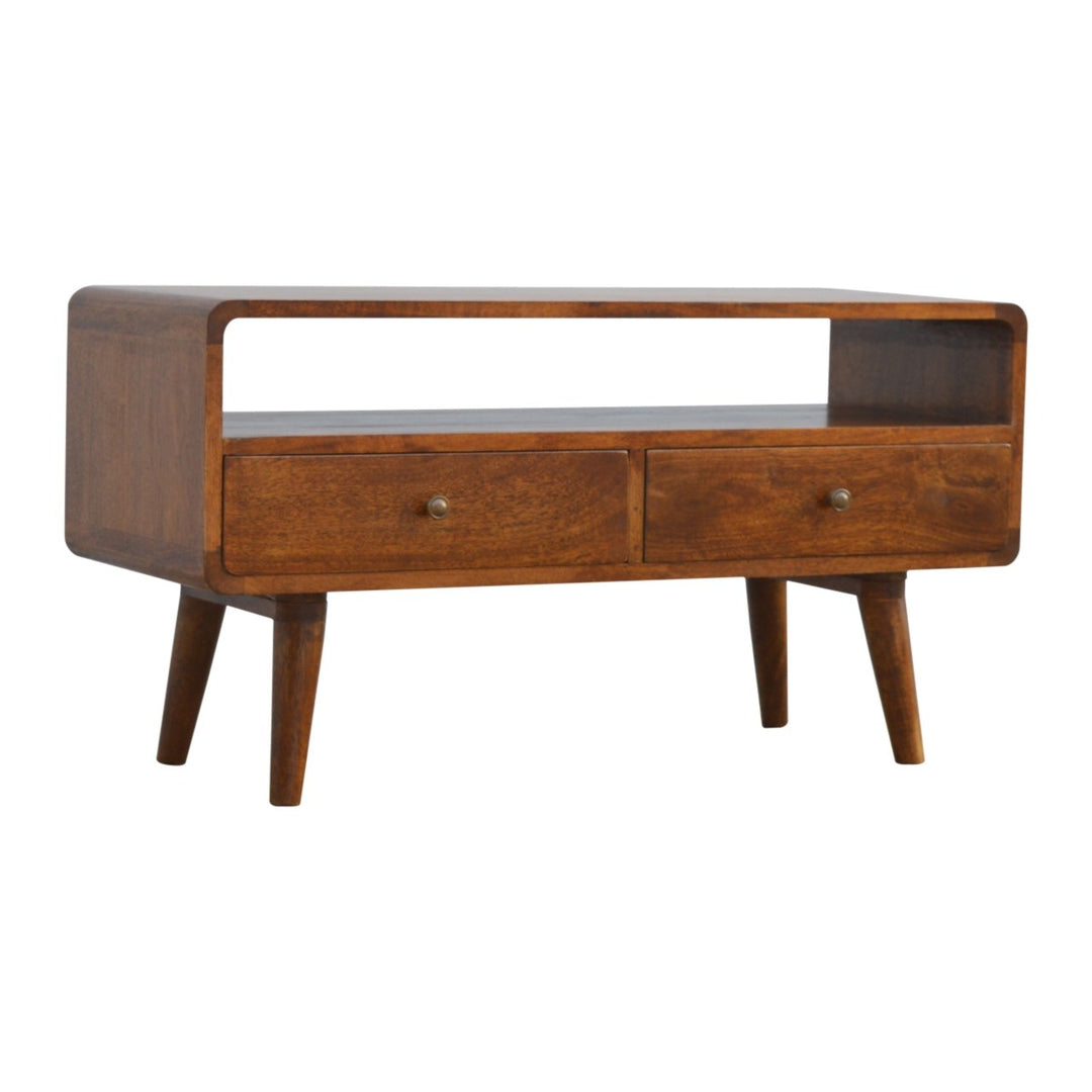 Curved Chestnut Media Console - Element & Elm