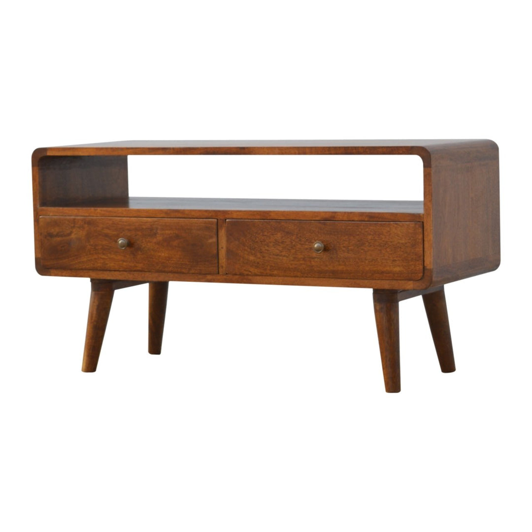 Curved Chestnut Media Console - Element & Elm